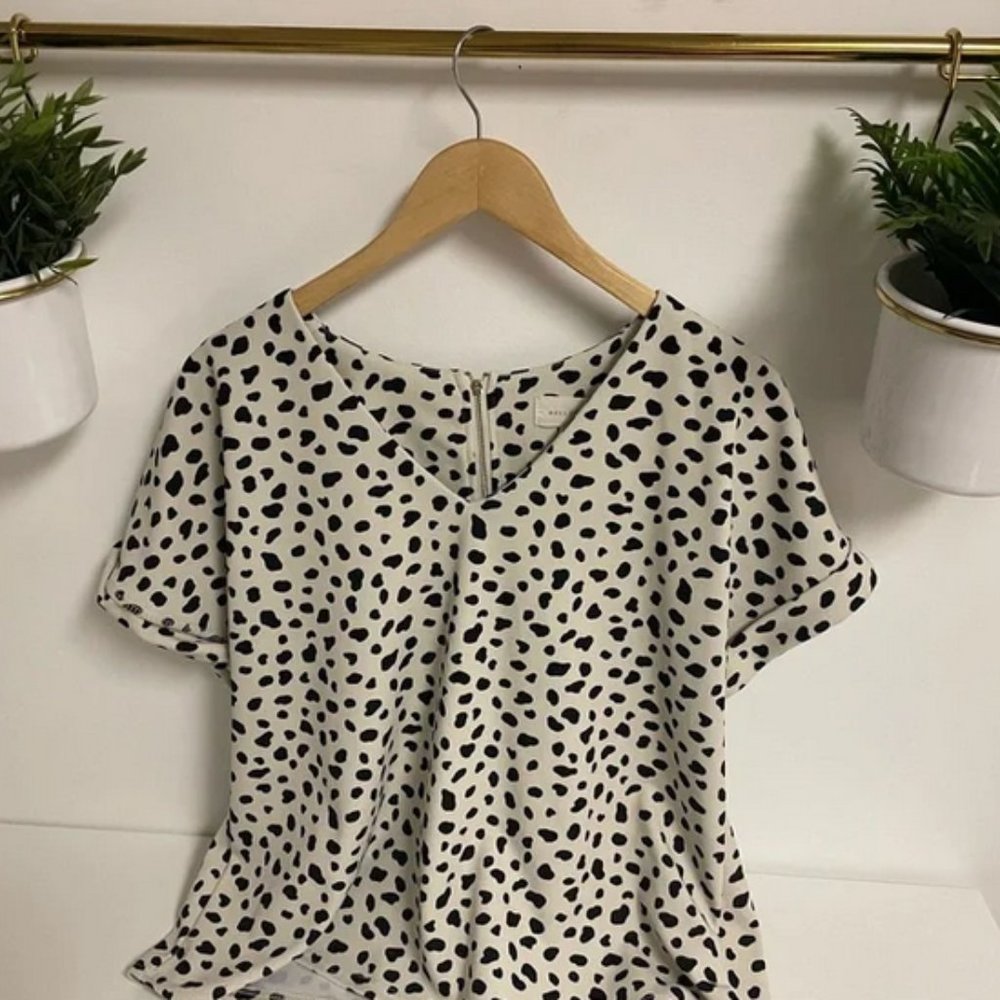 Spotted Blouse With Gold Zipper